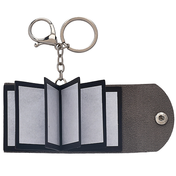 Мини-брелки с фотографиями, брелки для фотоальбомов из искусственной кожи, прямоугольные, платина