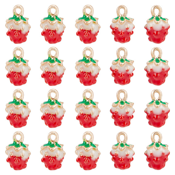 40 шт. позолоченные эмалевые подвески из сплава, клубника