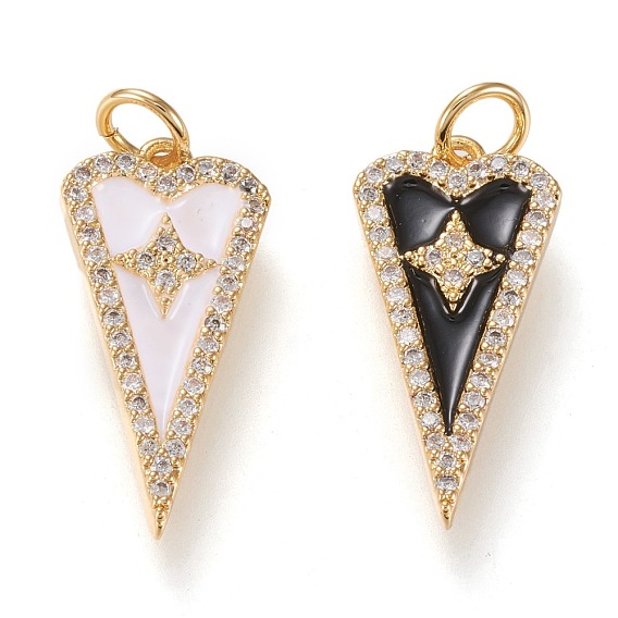 Латунные микропаве прозрачные подвески с фианитом, с эмалью, долговечный, сердце