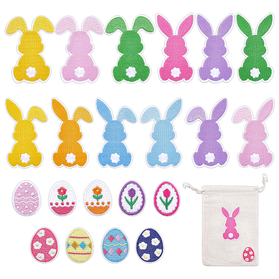 21шт. 2 стили пасхальные полиэстеровые нашивки на одежду, яйцо и кролик