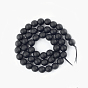 Faceted Round Natural Black Stone Beads Strands