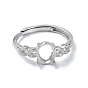 Adjustable 925 Sterling Silver Ring Components, with Cubic Zirconia, For Half Drilled Beads
