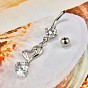 Piercing Jewelry, Brass Cubic Zirciona Navel Ring, Belly Rings, with 304 Stainless Steel Bar, Lead Free & Cadmium Free, Heart