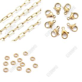 Kits de fabrication de colliers/bracelets en acier inoxydable véritable plaqué or 14 carats