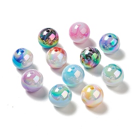 Placage uv perles acryliques irisées arc-en-ciel opaques, ronde