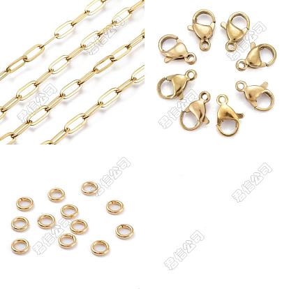 Kits de fabrication de colliers/bracelets en acier inoxydable véritable plaqué or 14 carats