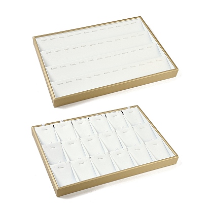 4 ряды/18 сетки лотки для подвесок для ювелирных изделий из искусственной кожи, Прямоугольный настольный органайзер без крышки, Для подвески