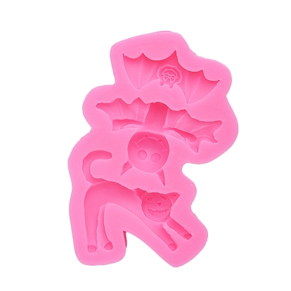 Halloween Food Grade Silicone Molds, Fondant Molds, For DIY Cake Decoration, Chocolate, Candy, UV Resin & Epoxy Resin Jewelry Making, Cat Shape & Bat