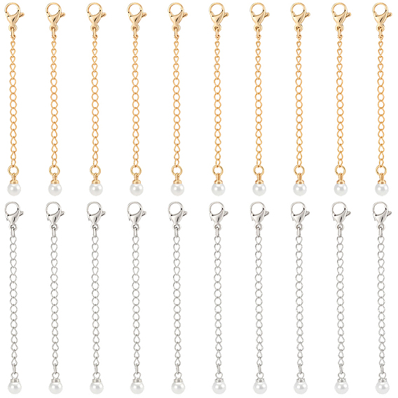 20 шт. 2 цвета латунь конец с цепочкой, с абс пластмассовой имитационной жемчужиной