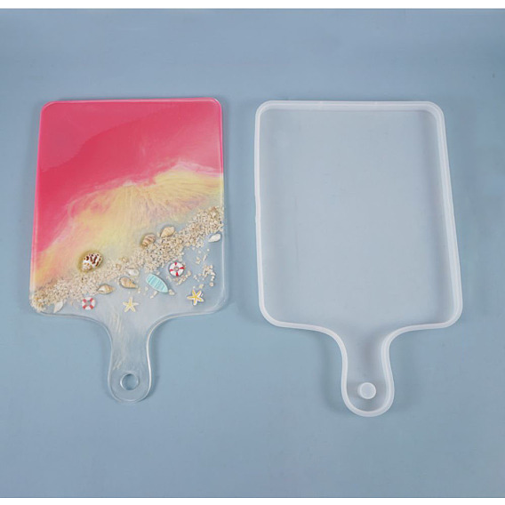 Rectangle Handle Dinner Plate Silicone Molds, Resin Casting Tray Molds, For UV Resin, Epoxy Resin Craft Making