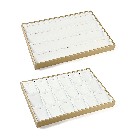 4 ряды/18 сетки лотки для подвесок для ювелирных изделий из искусственной кожи, Прямоугольный настольный органайзер без крышки, Для подвески