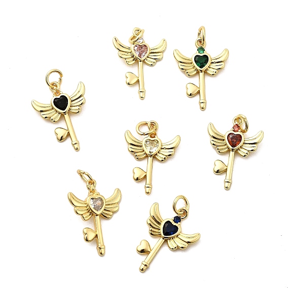 Латунь с кубическим цирконием подвеской, крылья с ключами, стойки покрытие, долговечный, без кадмия и без свинца, золотые, с целью перехода в кольце