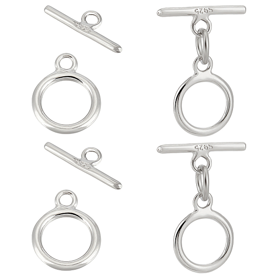 4ensembles 925 fermoirs à bascule en argent sterling, avec un chiffon de polissage 1pc