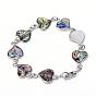 Sea Shell Beads Beaded Bracelets, with Watch Band Clasp, Heart