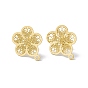 304 découverte de boucles d'oreilles en acier inoxydable, fleur de prunier creuse, avec boucle horizontale