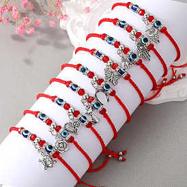 Bracelet à breloques hibou en forme de U avec pendentif fleur pour femmes et filles