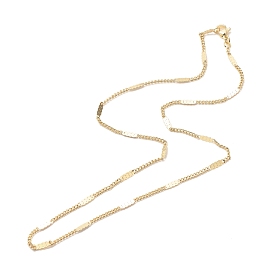 Brass Curb Chains with Rectangle Necklace for Women, Cadmium Free & Lead Free