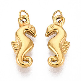 304 подвески из нержавеющей стали, с целью перехода в кольце, очарование морского конька, ионное покрытие (ip)