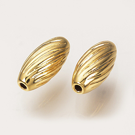 Brass Corrugated Beads, Oval, Nickel Free