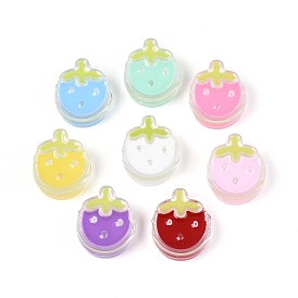 Прозрачные акриловые бусины, клубника, с эмалью