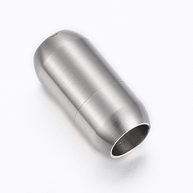 Matte 304 Stainless Steel Magnetic Clasps with Glue-in Ends, Column