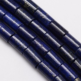 Природные лазурит столбцов из бисера пряди, окрашенные, 10x6 мм, отверстие : 1 мм, около 38 шт / нитка, 15.5 дюйм