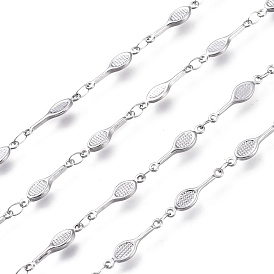 Sports Theme 304 Stainless Steel Link Chains, Soldered, Racket Shape