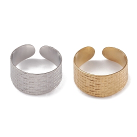 304 Stainless Steel Textured Open Cuff Rings for Women