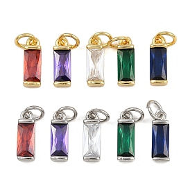 Латунь с кубическим цирконием подвеской, прямоугольник амулеты, с целью перехода в кольце, стойки покрытие, долговечный, без свинца и без кадмия