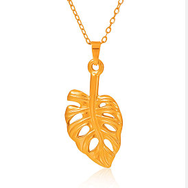 Stainless Steel Leaf Pendant Necklaces for Women