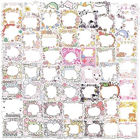 50Pcs Cartoon Cute Picture Frame PVC Adhesive Waterproof Stickers Self-Adhesive Stickers, for Laptop, Refrigerator, Phone, DIY Photo Album Diary Scrapbook Decoration, Writable Sticker