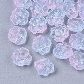 Perles de verre peintes par pulvérisation transparentes deux tons, fleur