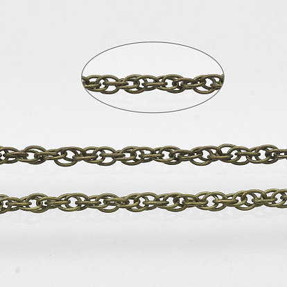 Soldered Brass Coated Iron Rope Chains, with Spool