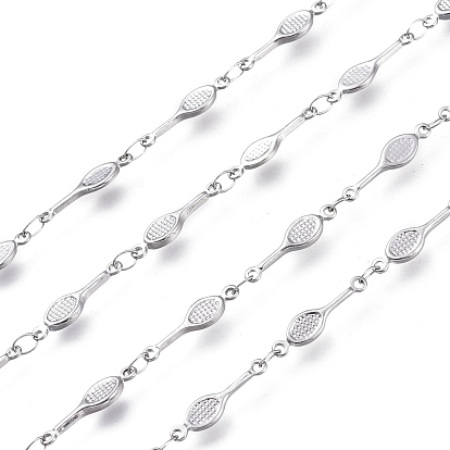 Sports Theme 304 Stainless Steel Link Chains, Soldered, Racket Shape
