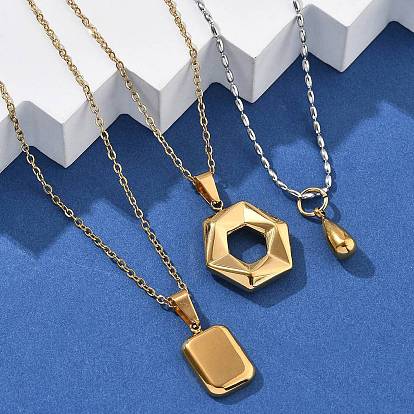 304 ожерелья с геометрическими подвесками из нержавеющей стали для женщин