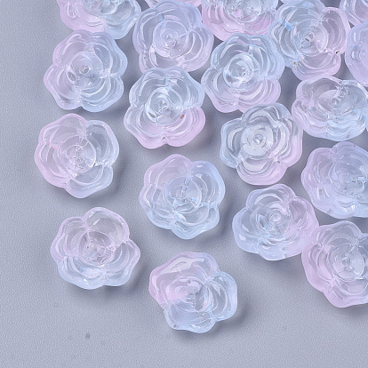 Perles de verre peintes par pulvérisation transparentes deux tons, fleur