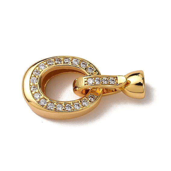 Латунное микропейв, прозрачный кубический цирконий, складные застежки, без никеля , овальные