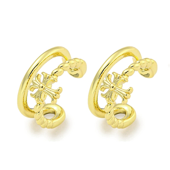 Латунь манжеты серьги, крестик, для женщин