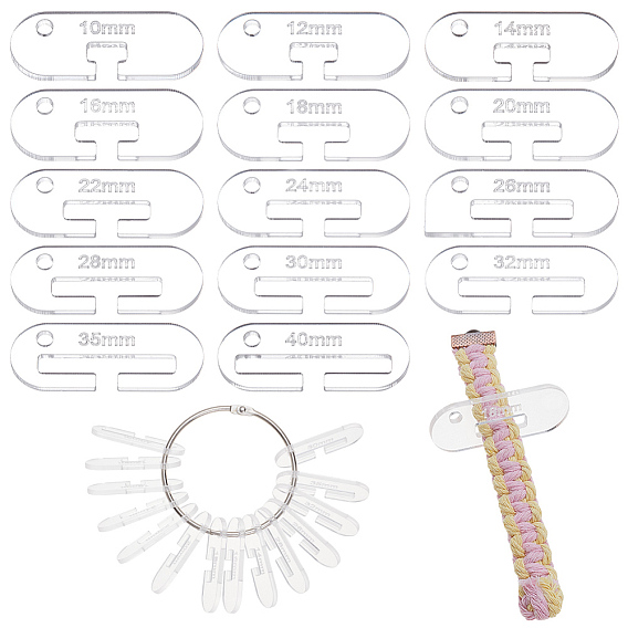 28шт. измеритель ширины акриловой ленты для ткачества, с кольцами на петлях из железа с вкладными листами 2шт.