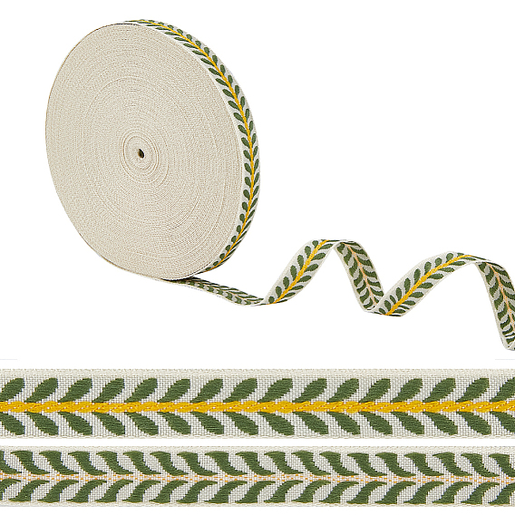 20 ярдов вышитых лент из полиэстера в этническом стиле с листьями, жаккардовая лента, тирольская лента, аксессуары для одежды