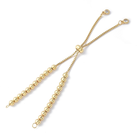 Изготовление браслета-слайдера из круглого шарика с прозрачным кубическим цирконием из латуни, стойки покрытие, долговечный, без кадмия и без свинца