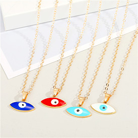 Colorful Candy Devil Eye Pendant Alloy Eyeball Necklace for Women