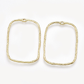 Brass Open Back Bezel Pendants, Real 18K Gold Plated, For DIY UV Resin, Epoxy Resin, Pressed Flower Jewelry, Rectangle