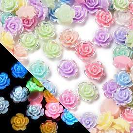 Luminous Resin Decoden Cabochons, Glow in the Dark, Flower