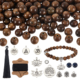 Набор для изготовления подвесных украшений своими руками, включая большие подвески с кисточками из полиэстера, Подвески из сплава с головой лотоса и Будды, натуральные бусины из лазурита и сандалового дерева