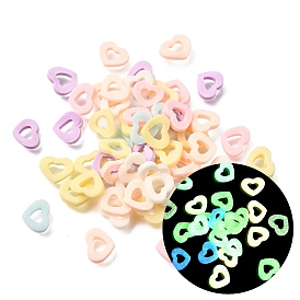 Luminous Handmade Polymer Clay Cabochons, Hollow Heart, Glow in the Dark