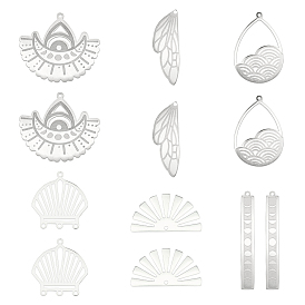 201 Stainless Steel Open Back Bezel Pendants, For DIY UV Resin, Epoxy Resin, Pressed Flower Jewelry, Laser Cut