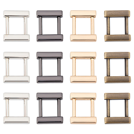 12 Pcs 4 Colors Zinc Alloy Detachable Clasps, Rectangle, Cadmium Free & Lead Free