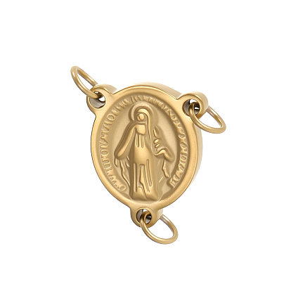 Пасхальные 304 кулоны из нержавеющей стали, плоский круглый с шармом Девы Марии, ионное напыление (IP) долговечное покрытие