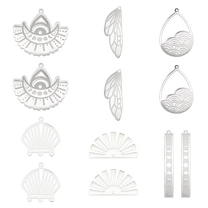 201 Stainless Steel Open Back Bezel Pendants, For DIY UV Resin, Epoxy Resin, Pressed Flower Jewelry, Laser Cut